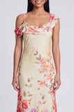 Zwarte tule asymmetrische sheath print Maxi bloemenjurk