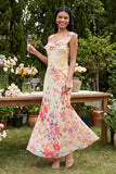 Zwarte tule asymmetrische sheath print Maxi bloemenjurk