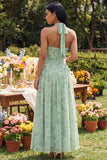 Halter Dusty Salie Bloemen A-lijn Maxi jurk