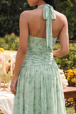 Halter Dusty Salie Bloemen A-lijn Maxi jurk
