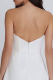 Strapless Bodycon gerimpelde witte minijurk met split