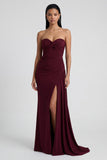 Bordeauxrode strapless zeemeermin lange formele jurk