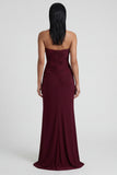 Bordeauxrode strapless zeemeermin lange formele jurk