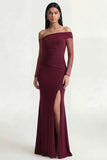 Bordeauxrode Zeemeermin Off-the-Shoulder Formele Jurk