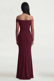 Bordeauxrode Zeemeermin Off-the-Shoulder Formele Jurk