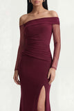 Bordeauxrode Zeemeermin Off-the-Shoulder Formele Jurk