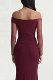 Bordeauxrode Zeemeermin Off-the-Shoulder Formele Jurk