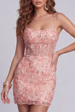 Sprankelende watermeloen Bodycon korset Bloemen Korte Cocktailjurk