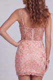 Sprankelende watermeloen Bodycon korset Bloemen Korte Cocktailjurk
