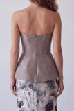 Vintage Mauve Zeemeermin Chiffon Bloemen Strapless Lange Formele Jurk