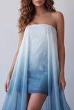Lake Blue Chiffon strapless bodycon mini formele jurk