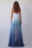 Lake Blue Chiffon strapless bodycon mini formele jurk