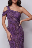 Eenschouder Zeemeermin Paarse Chiffon Lange formele jurk