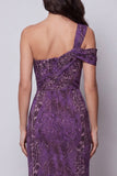 Eenschouder Zeemeermin Paarse Chiffon Lange formele jurk