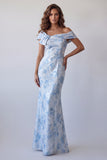 Zeemeermin Off The Shoulder Lichtblauwe Lange Formele Jurk
