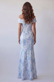 Zeemeermin Off The Shoulder Lichtblauwe Lange Formele Jurk