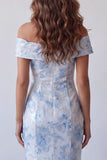 Zeemeermin Off The Shoulder Lichtblauwe Lange Formele Jurk