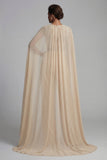 Champagne-appliqué gerimpelde ronde hals moederoutfit met cape