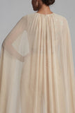 Champagne-appliqué gerimpelde ronde hals moederoutfit met cape