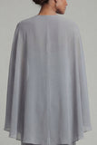 Grijsblauw geappliqueerd halter Mother of the Bride Jumpsuit met Cape