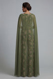 Eucalyptus V-hals bloemenoverall van de moeder van de bruid jumpsuit met cape