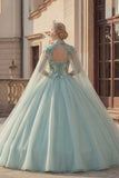 Glinsterende baljurk Sweetheart Pailletten Mintgroene Quinceañera jurk met cape