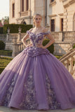 Off-the-shoulder baljurk paarse gerimpelde quinceañera-jurk