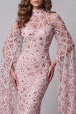 High Neck Blush pailletten Mermiad Pageant Pageant Jurk