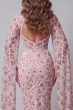 High Neck Blush pailletten Mermiad Pageant Pageant Jurk