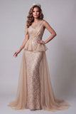 Champagnepailletten Mermiad Pageant Dress met één schouder