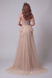 Champagnepailletten Mermiad Pageant Dress met één schouder