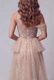 Champagnepailletten Mermiad Pageant Dress met één schouder