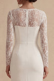 Witte Midi Bodycon bloementrouwjurk met kant