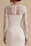 Witte Midi Bodycon bloementrouwjurk met kant