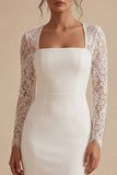 Witte Midi Bodycon bloementrouwjurk met kant