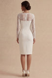 Witte Midi Bodycon bloementrouwjurk met kant