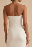 Witte strapless lange bodycon verlovingsjurk met split