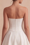 Strapless witte A-lijn korset Mini Jurk