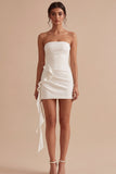 Witte strapless bodycon minijurk met sjerp