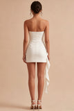 Witte strapless bodycon minijurk met sjerp