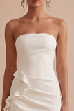 Witte strapless bodycon minijurk met sjerp