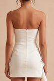 Witte strapless bodycon minijurk met sjerp