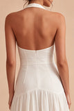 Halter Witte A-lijn Minijurk met strik
