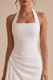 Halter Bodycon gerimpeld open rug Klein Wit Jurkje