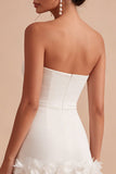 Sweetheart Bodycon Witte 3D Bloemen Minijurk