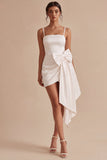 Witte Bodycon Spaghetti Straps Minijurk met strik