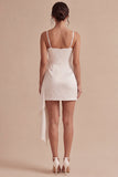 Witte Bodycon Spaghetti Straps Minijurk met strik