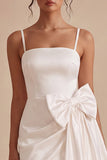Witte Bodycon Spaghetti Straps Minijurk met strik