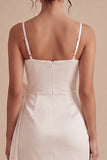 Witte Bodycon Spaghetti Straps Minijurk met strik