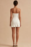 Strapless bodycon met gerimpelde witte jurkjes